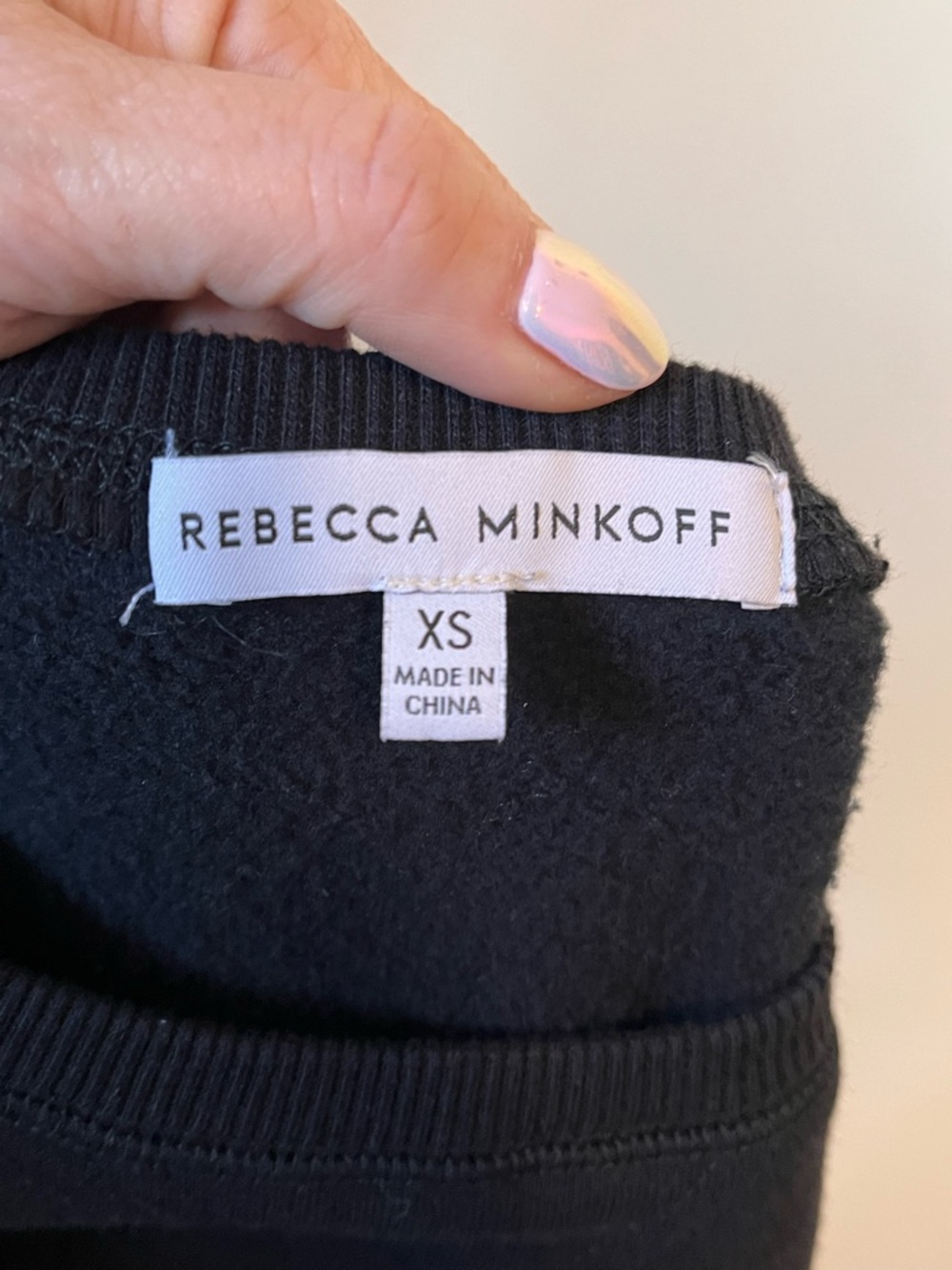 REBECCA MINKOFF Janine Puff Sleeve Sweatshirt Black Size XS Cotton Blend - Picture 4 of 5